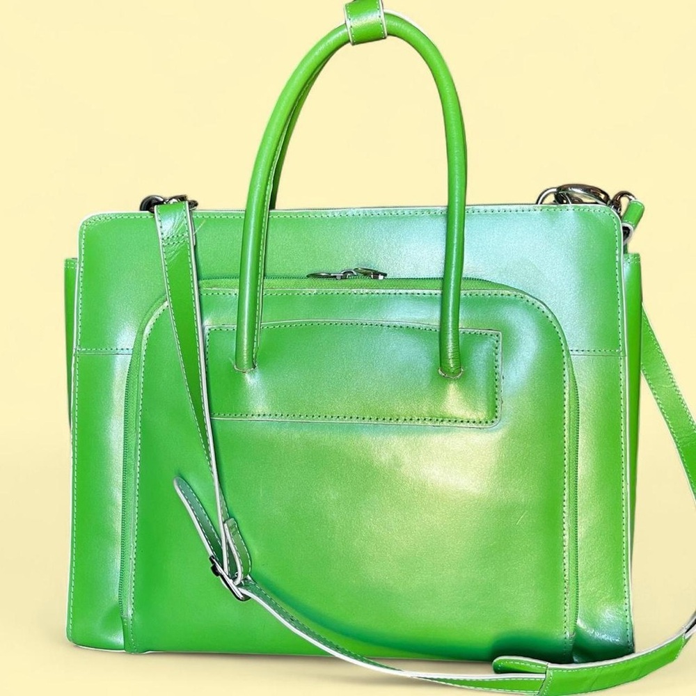 McKlein Forest Lake Green Leather Laptop/Tablet Tote